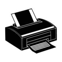 Business silhouette of office printer delivering paper output for efficient printing vector