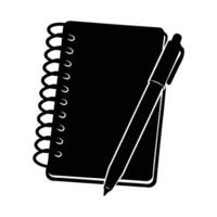 Business silhouette of spiral notebook with pen resting on top for creative ideas vector