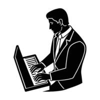 Business silhouette of office worker typing on keyboard for digital productivity vector