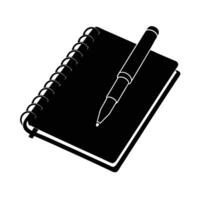 Business silhouette of spiral notebook with pen for recording innovative concepts vector
