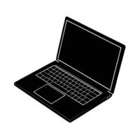 Business silhouette of open laptop on desk supporting virtual work environments vector