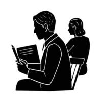 Business silhouette of person taking notes during meeting for effective communication vector