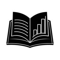 Business silhouette of open book displaying charts for analytical insights vector