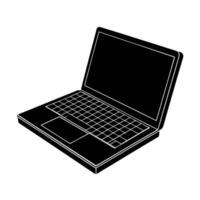 Business silhouette of open laptop on desk for interactive digital sessions vector