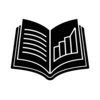 Business silhouette of open book with charts for strategic knowledge sharing vector
