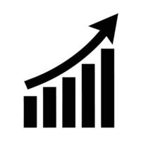 Rising arrow graph representing business growth silhouette for performance analysis vector