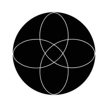 Simple venn diagram silhouette on white background for intersecting idea visualization vector