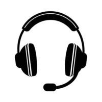 Professional headset with boom mic silhouette for high-quality audio communication vector