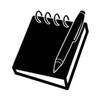 Notepad with pen resting on top silhouette for creative document drafting vector
