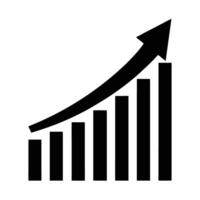 Rising arrow graph representing business growth silhouette for strategic progress tracking vector