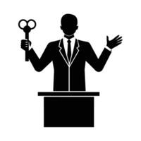 Presenters hands emphasizing a key point silhouette for persuasive message delivery vector