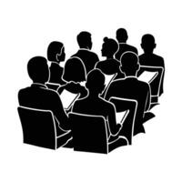 Audience taking notes during a conference silhouette for focused information capture vector