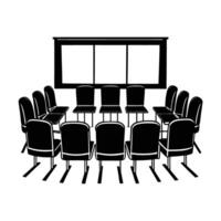 Empty conference room with chairs silhouette for modern meeting spaces vector