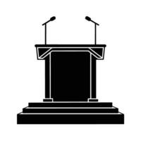 Empty podium before a speaker arrives silhouette for anticipatory event setup vector