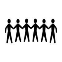 Business silhouette of human chain linked by holding hands for team unity vector