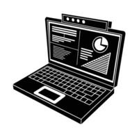 Business silhouette of laptop screen displaying infographic for data visualization excellence vector