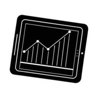 Business silhouette of large touchscreen tablet displaying graph for performance metrics vector