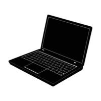 Business silhouette of modern laptop with open screen for interactive presentations vector