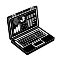 Business silhouette of laptop showcasing infographic for advanced data presentation strategies vector