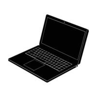 Business silhouette of modern laptop showcasing open screen for digital collaboration vector
