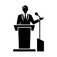 Business silhouette of professional speaker delivering TED-style presentation for innovation vector
