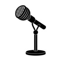 Business silhouette of professional microphone on stand ensuring quality sound recording vector