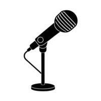 Business silhouette of professional microphone on stand for clear audio capture vector