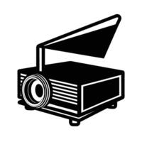 Business silhouette of overhead projector with projection beam for visual presentations vector