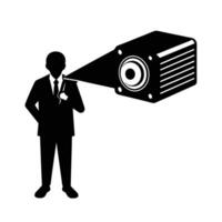 Business silhouette of office projector casting image for visual presentations vector