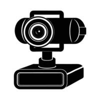 Business silhouette of conferencing camera setup for virtual meeting connectivity vector