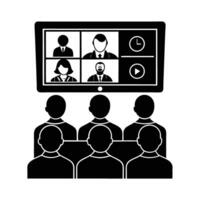 Business silhouette of conferencing screen displaying participants for remote teamwork vector