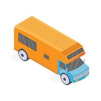 Well designed isometric icon of camper van in trendy design style vector