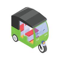 Auto rickshaw icon representing a city taxi alternative. vector