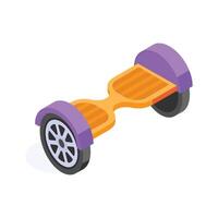 Well designed icon of hoverboard in isometric style, ready to use vector