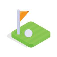 Golf course setup with a flag, fun for all ages. vector