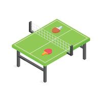 Ping pong table with paddles and net, fun sports game vector
