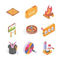 Take a look at this amazing entertainment and games isometric icons vector