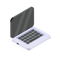Portable laptop computer for work, study, and entertainment use. vector