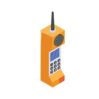 Classic mobile phone with antenna and keypad for communication. vector