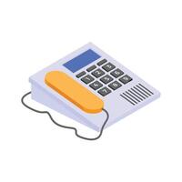 Classic landline telephone with digital keypad for home use. vector
