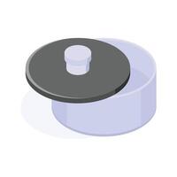 Nonstick cooking pot with a secure lid for easy cooking. vector