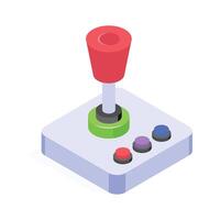 A stylized, isometric illustration of a retro style game joystick. vector