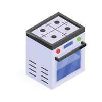 Modern gas stove with oven for cooking and baking food. vector
