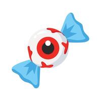 Wrapped halloween candy with a dead eye on it, 3d icon vector
