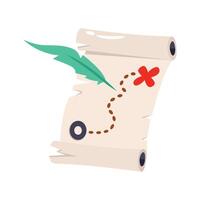 Check this treasure map with a quill pen, 3d style icon vector
