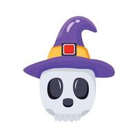 Creatively crafted 3d icon depicting witch skull with hat vector