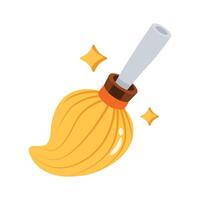 Modern 3d icon showing magic broom with sparkling stars vector