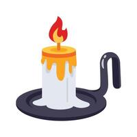 Get your hands on this burning candle 3d style icon vector