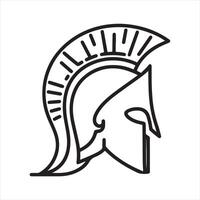 single one line spartan Helmet silhouette white background vector