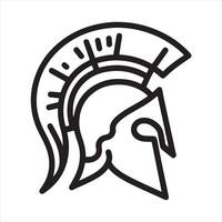 single one line spartan Helmet silhouette on white background vector